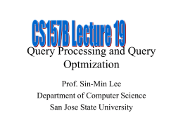 Query Processing - Department of Computer Science