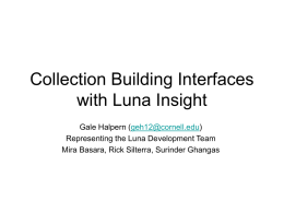 Collection Building Interfaces with Luna Insight