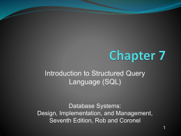 Introduction to SQLR7