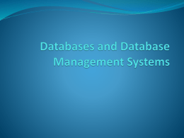 Lecture 6: An Introduction to Databases
