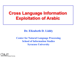 Cross Language Information Exploitation of Arabic Dr