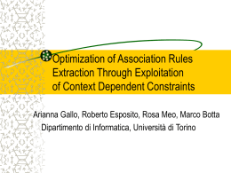 Optimization of Association Rules Extraction Through Exploitation of