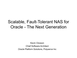 Scalable, Fault-Tolerant NAS for Oracle - The Next