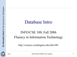 Intro to Databases - University of Washington