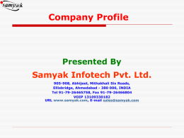 Samyak-Presentation - Samyak Infotech Pvt. Ltd.