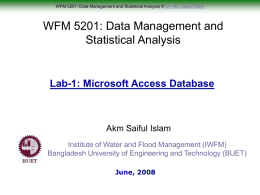 Lecture-8: Hands on Exercise on Microsoft Access Database (Lab-1)