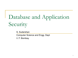 Database Security - Department of Computer Science and