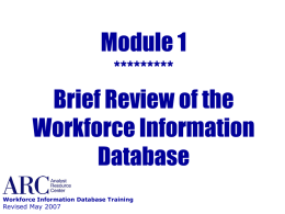 Brief Review of the Workforce Information Database