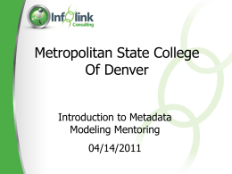 Metadata Modeling Mentoring
