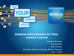 Database Administration for Vista