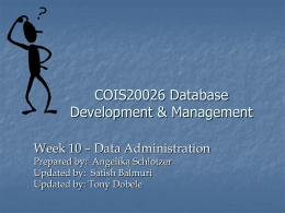 Lecture11 - Data Administration