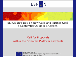 Call for Proposals within the ESPON Scientific Platform