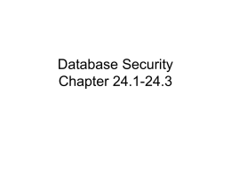 Security - CS 457/557 : Database Management Systems