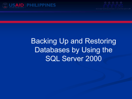 Backing Up and Restoring Databases by Using the - RBAP-MABS