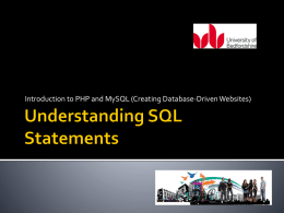 Understanding SQL Statements
