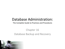 Database Backup and Recovery