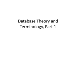 Database Theory and Terminology, Part 1