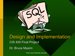 SQL Presentation (Lloyd, Zukowski