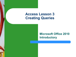 Access Chapter 3 PowerPoint