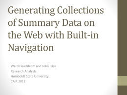 Generating Collections of Summary Data on the Web with Built
