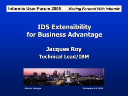 Jacques Roy - Washington Area Informix User Group