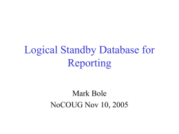 Logical Standby Databases for Reporting