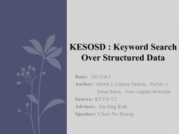 KESOSD : Keyword Search Over Structured Data