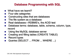 Database Programming with SQL I