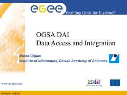 OGSA DAI Data Access and Integration