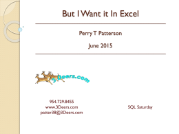 SQL-Saturday 2015 – But I want it in Excel