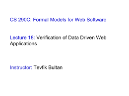 Verification of Data Driven Web Applications