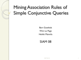Mining Association Rules of Simple Conjunctive Queries