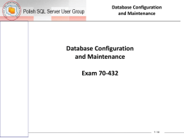 Database Configuration and Maintenance