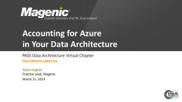 Azure SQL Database - PASS Data Architecture Virtual Chapter
