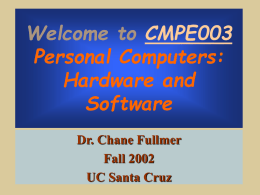 Welcome to CMPE003 Personal Computers