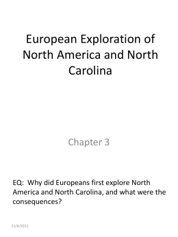European Exploration of North America and North Carolina