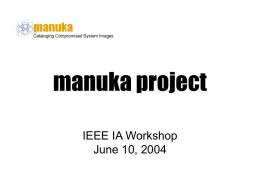 The Manuka Project - University of Washington
