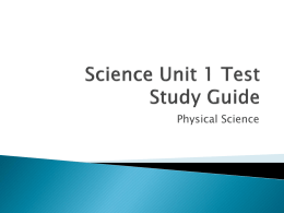 Science Unit 1 Test Study Guide
