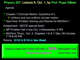 Physics 207, Lecture 8, Oct. 1