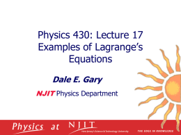Examples of Lagrange`s Equations