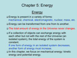 Lecture 5: Energy