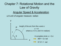Lecture 7: Rotational Motion and the Law of Gravity