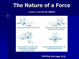 The Nature of a Force A push or pull on an object