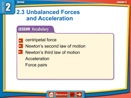 Unbalanced Forces & Acceleration