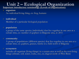 Unit 2 - Ecological Organizations - part 1