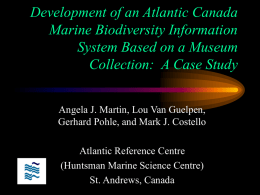 Development of an Atlantic Canada Marine Biodiversity
