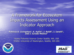 Ecosystem Impacts Assessment Framework: Objectives, sub