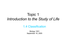 Topic 1 Introduction to the Study of Life