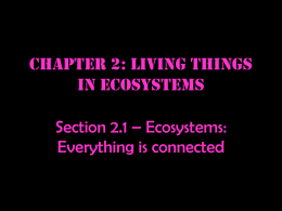 Chapter 2: Living things in ecosystems Section 2.1 – Ecosystems