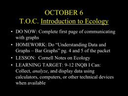 Introduction to Ecology October 7 Ecology